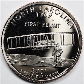 Error - 2001-S PROOF Struck Thru Reverse Deep Cameo North Carolina State Quarter - Rare Modern Error