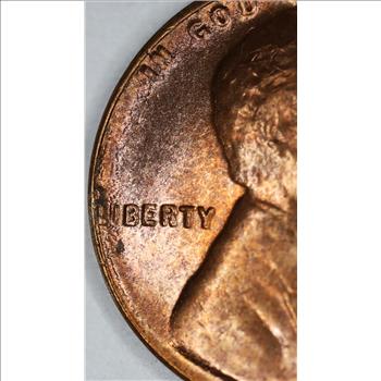 1955 Major Cud Error Rev, Lamination Errors Brilliant Uncirculated Wheat Cent