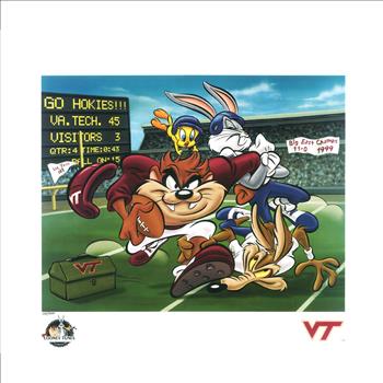 Virginia Tech - Frank Beamer Signed Looney Tunes LE Lithograph