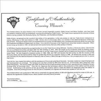 Signed Triple Crown Winners - Eddie Arcaro and Steve Cauthen