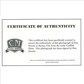 Signed Don Knotts - Barney Fife-Motorcycle