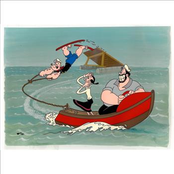 Popeye Waterskiing - Hand Painted Cel