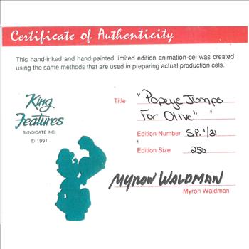 Popeye Waterskiing - Hand Painted Cel