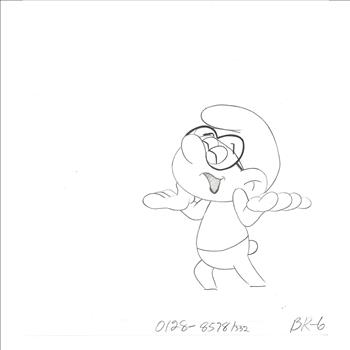 Brainy Smurf - Production Cel and Matching Drawing