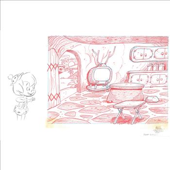 Flintstones Signed Drawing - Bam Bam and Background