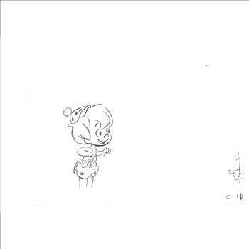 Flintstones Signed Drawing - Bam Bam and Background