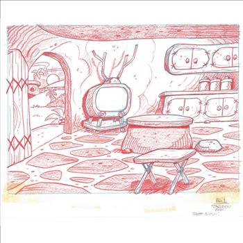 Flintstones Signed Drawing - Bam Bam and Background