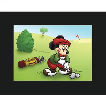 Mickey Mouse-Matted Golf Lithograph