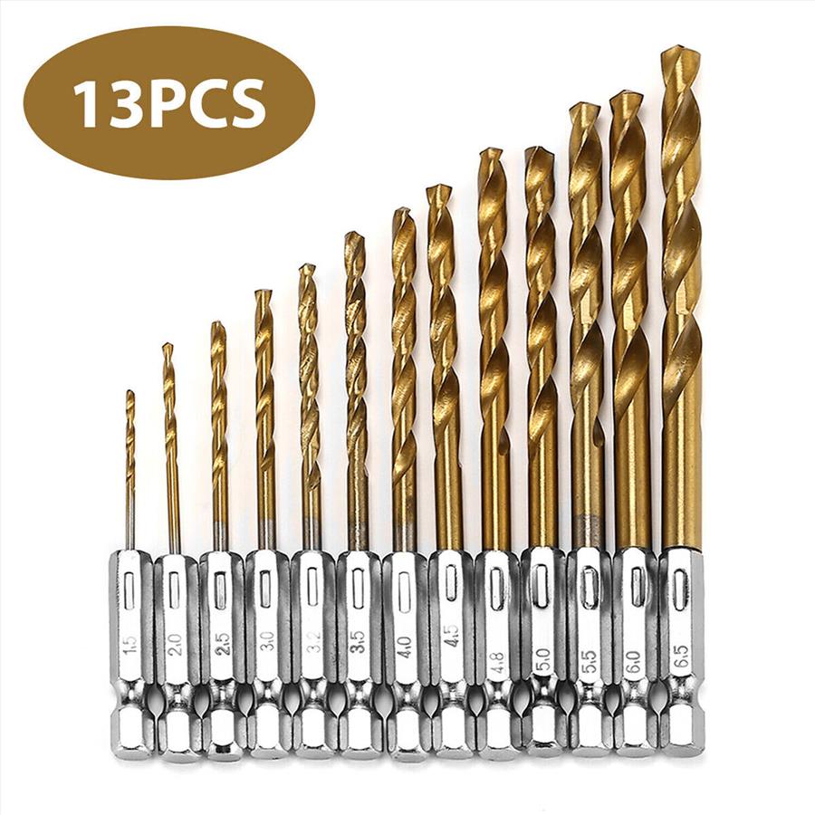 13 PC HSS Titanium Twist Drill Bit Set Property Room