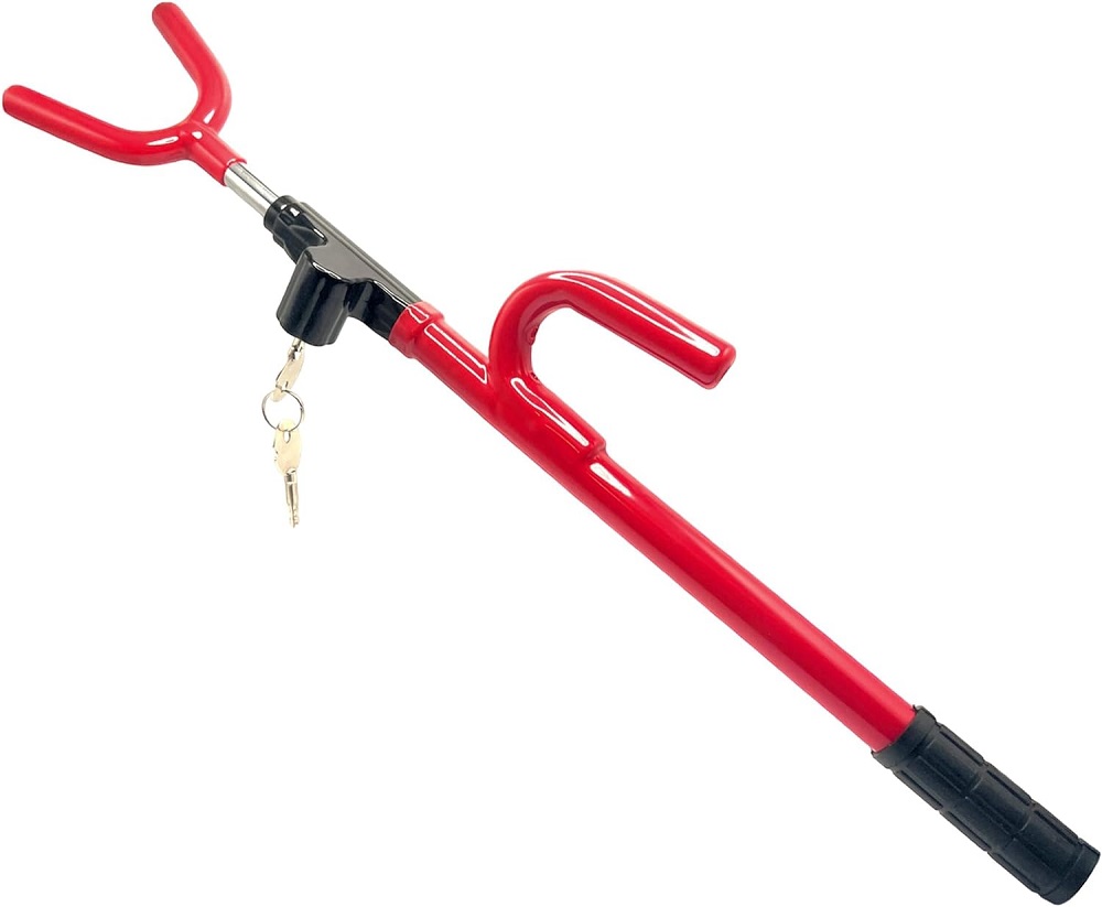 Keep Your Ride Safe With This Ameribox "The Club" Twin Hooks Steering Wheel Lock. Universal Fit For Car, Truck, Van, SUV.