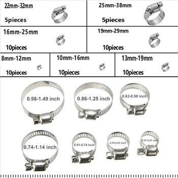 60 pc Adjustable Stainless Steel Clamps