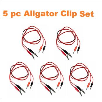 5 pc Aligator Test Probe Cables 3 ft
