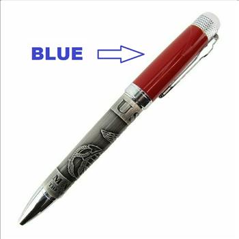 US Marines USMC Pewter Ballpoint Pen Gift Set BLUE