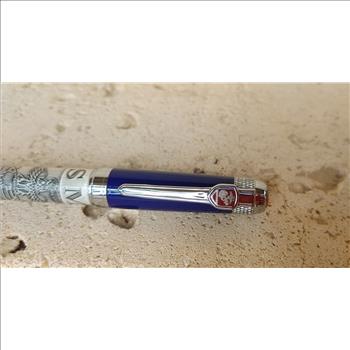 US Marines USMC Pewter Ballpoint Pen Gift Set BLUE