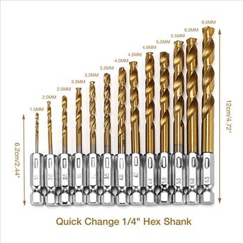 13 PC HSS Titanium Twist Drill Bit Set