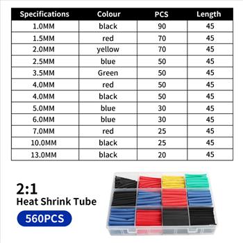 560 pc Heat Shrink Tubing Sleeves