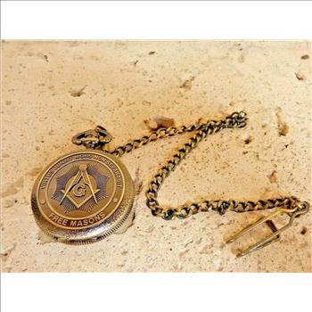 Masonic Square and Compasses Bronzed Pocket Watch