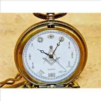 Masonic Square and Compasses Bronzed Pocket Watch
