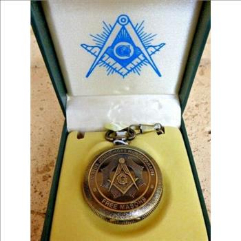 Masonic Square and Compasses Bronzed Pocket Watch