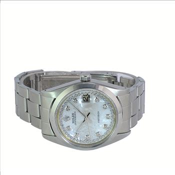 Rolex OysterDate Stainless Steel White MOP Diamond Dial Smooth Bezel Oyster-Preowned