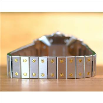 Cartier Santos Ladies Watch Two-Tone Roman Dial Diamond Bezel with Box