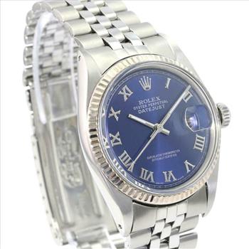 Rolex Men's Datejust Blue Roman Dial Fluted Bezel 36mm Watch-Preowned