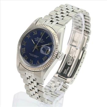 Rolex Men's Datejust Blue Roman Dial Fluted Bezel 36mm Watch-Preowned