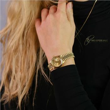 Rolex Womens Datejust 69178 18K Gold Factory Champagne Dial Fluted Bezel 26mm-PREOWNED