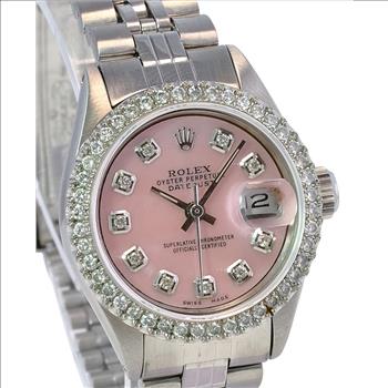 Rolex Lady Datejust Pink MOP Diamond Dial Diamond Bezel 26mm Watch-Preowned