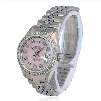 Rolex Lady Datejust Pink MOP Diamond Dial Diamond Bezel 26mm Watch-Preowned