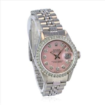 Rolex Lady Datejust Pink MOP Diamond Dial Diamond Bezel 26mm Watch-Preowned
