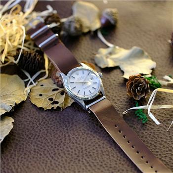 Rolex Mens Datejust SS 36mm Silver Dial Fluted Bezel Leather Watch-Preowned