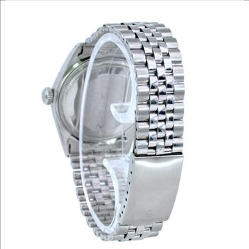 ROLEX UNISEX DATEJUST STEEL CUSTOM POWDER BLUE DIAL FLUTED BEZEL 36MM WATCH 1601-PREOWNED