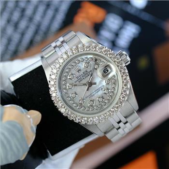 Rolex Lady Datejust SS White Diamond Dial U Diamond Bezel 26mm W/BOX & PAPERS-preowned