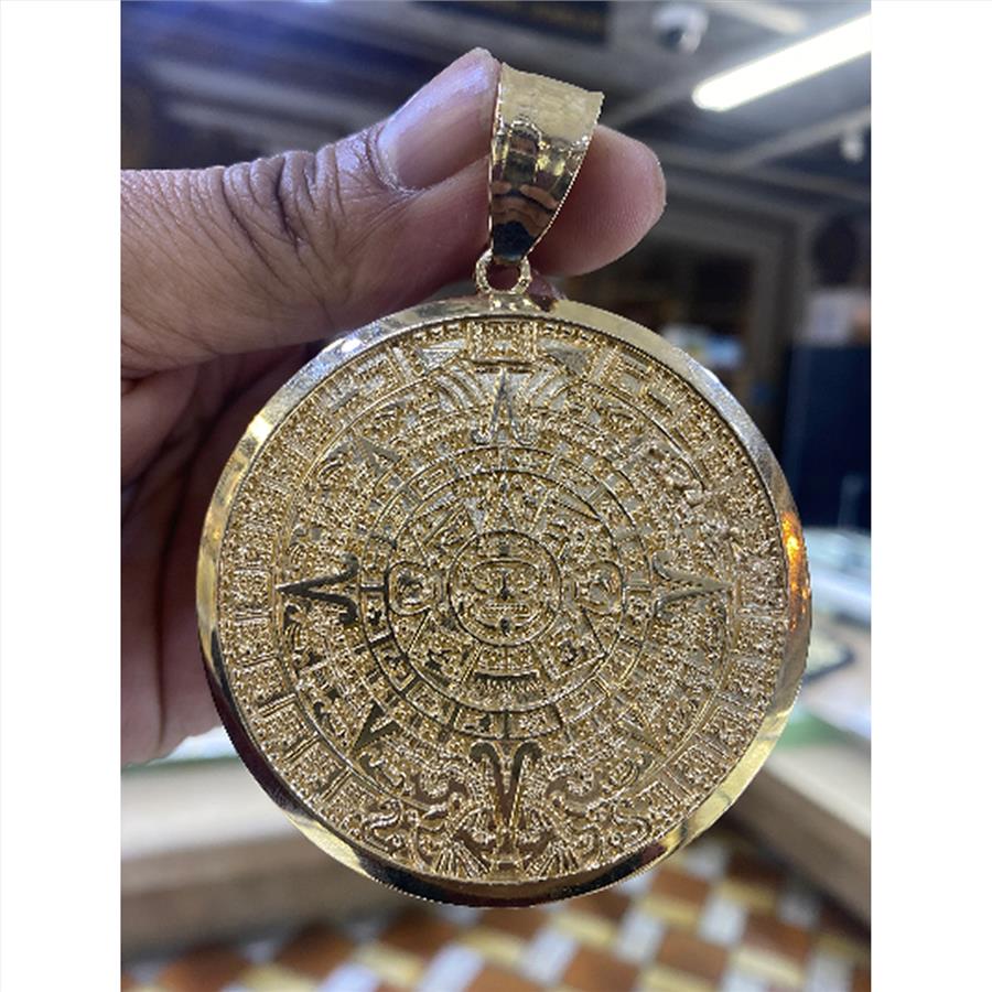 Aztec Calendar Pendant Gold Customize And Print