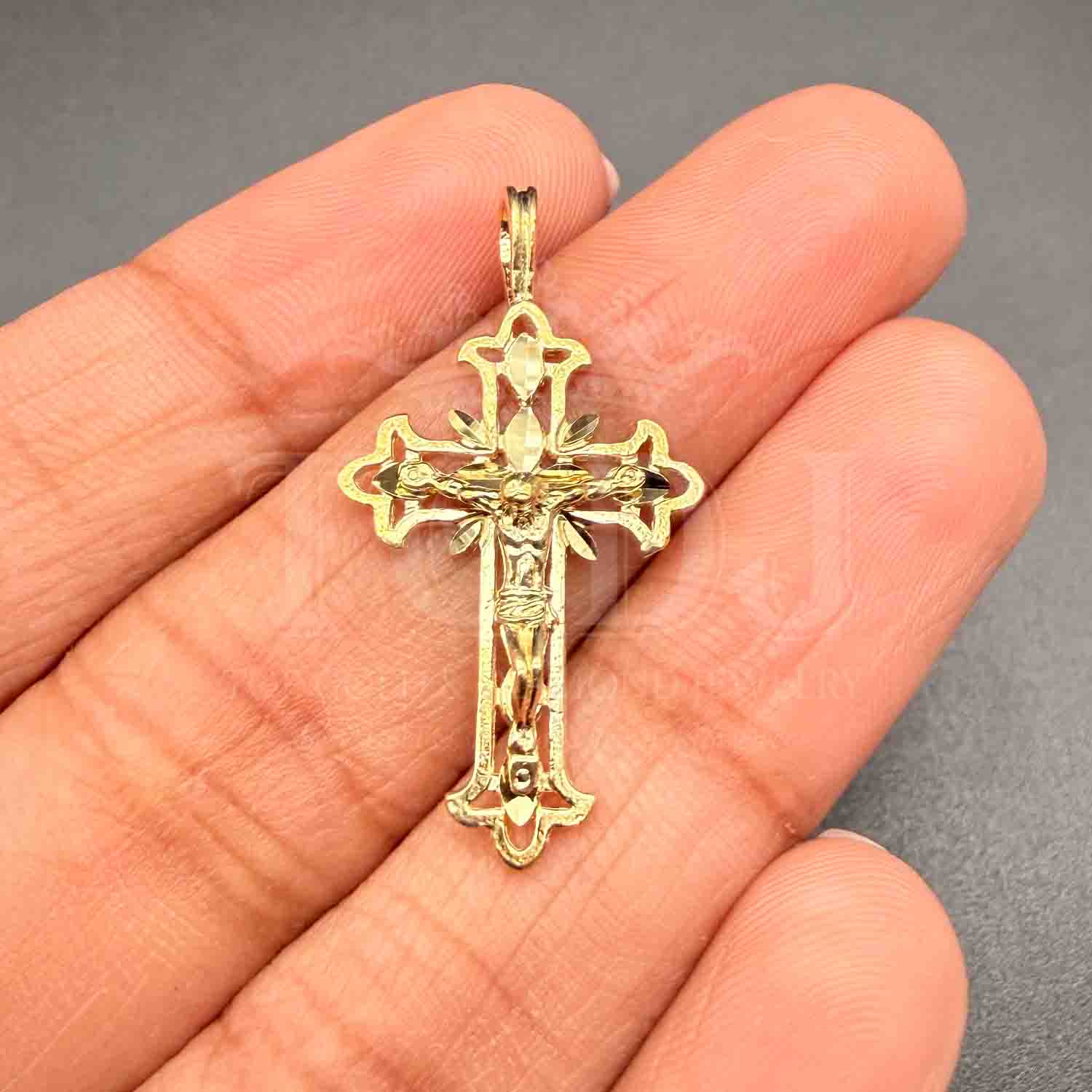 14K Yellow Gold Fancy Crucufix Pendant
