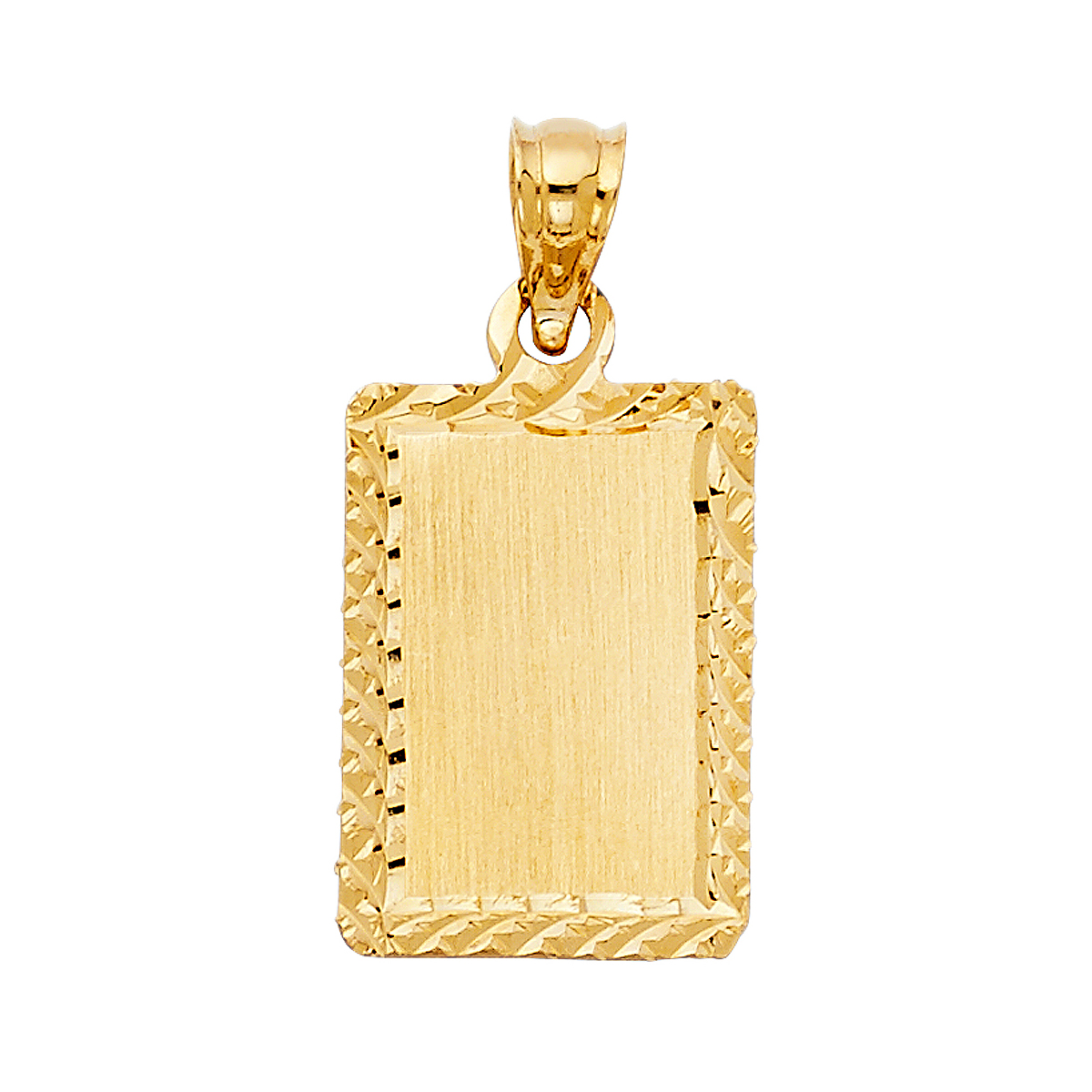 14K Yellow Gold Plain Stamp Pendant - 18 mm X 13 mm
