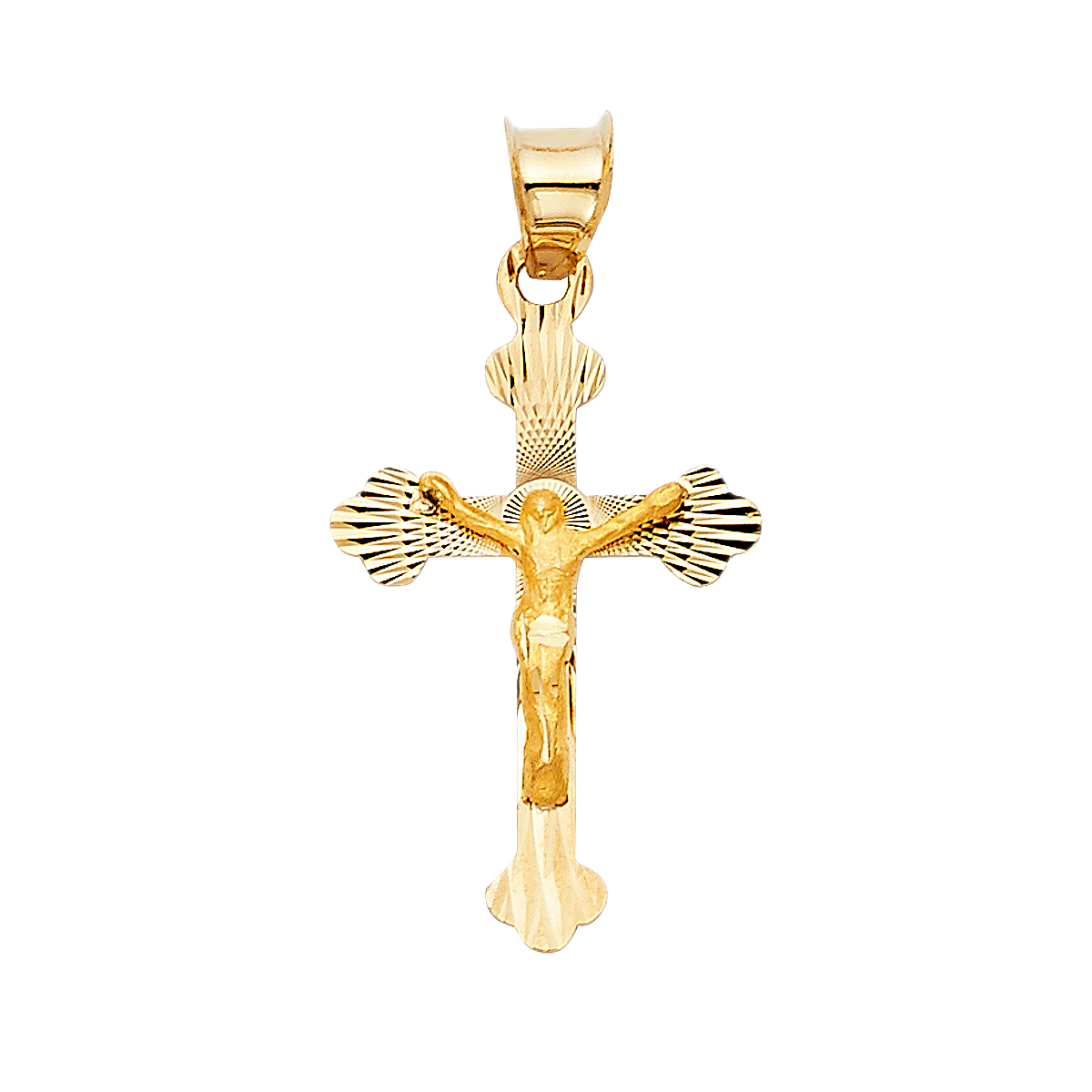 14K Yellow Gold Religious Religious Crucifix Stamp Pendant - 23 mm X 16 mm