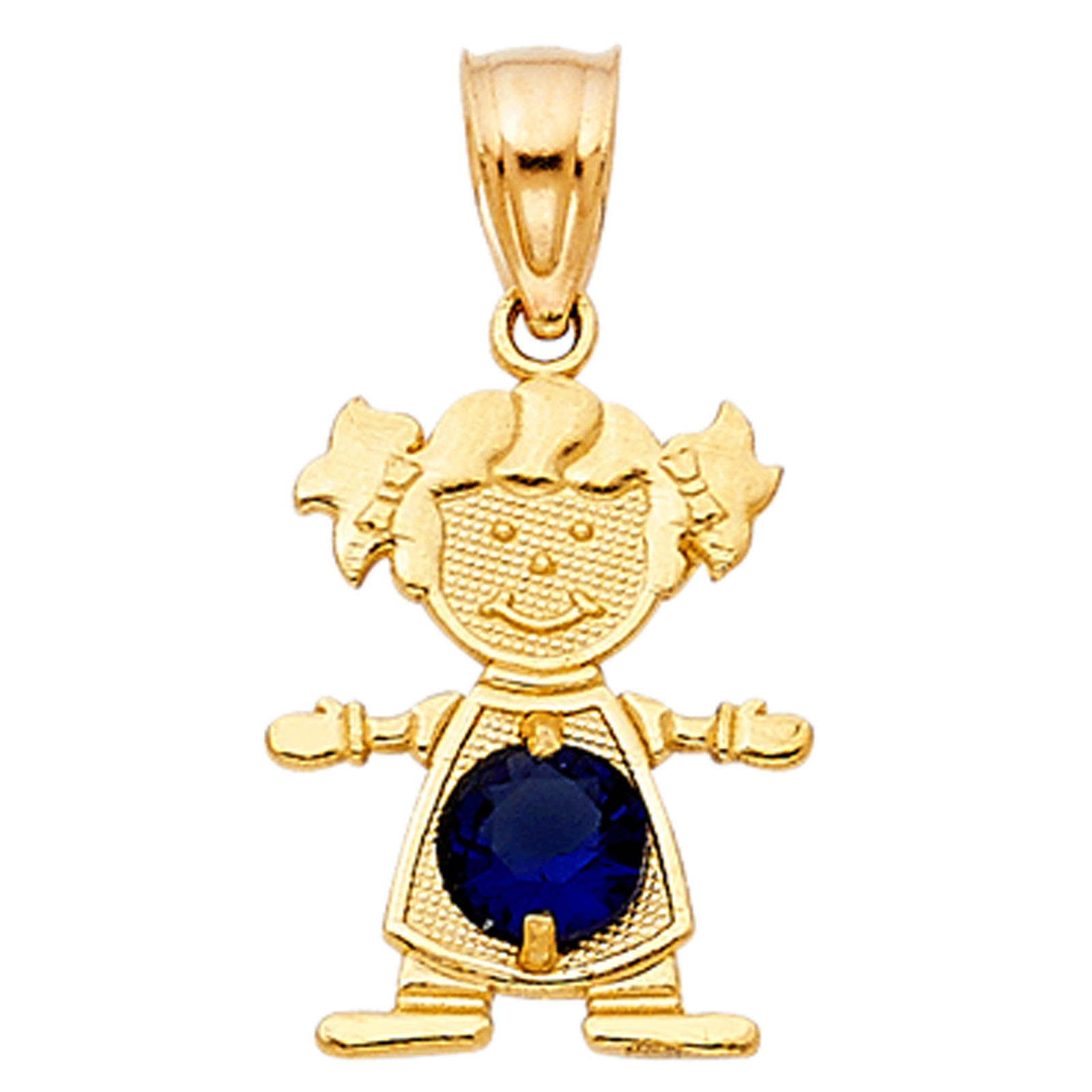 14K Yellow Gold Birthstone Cubic zirconia Girl Pendant - September