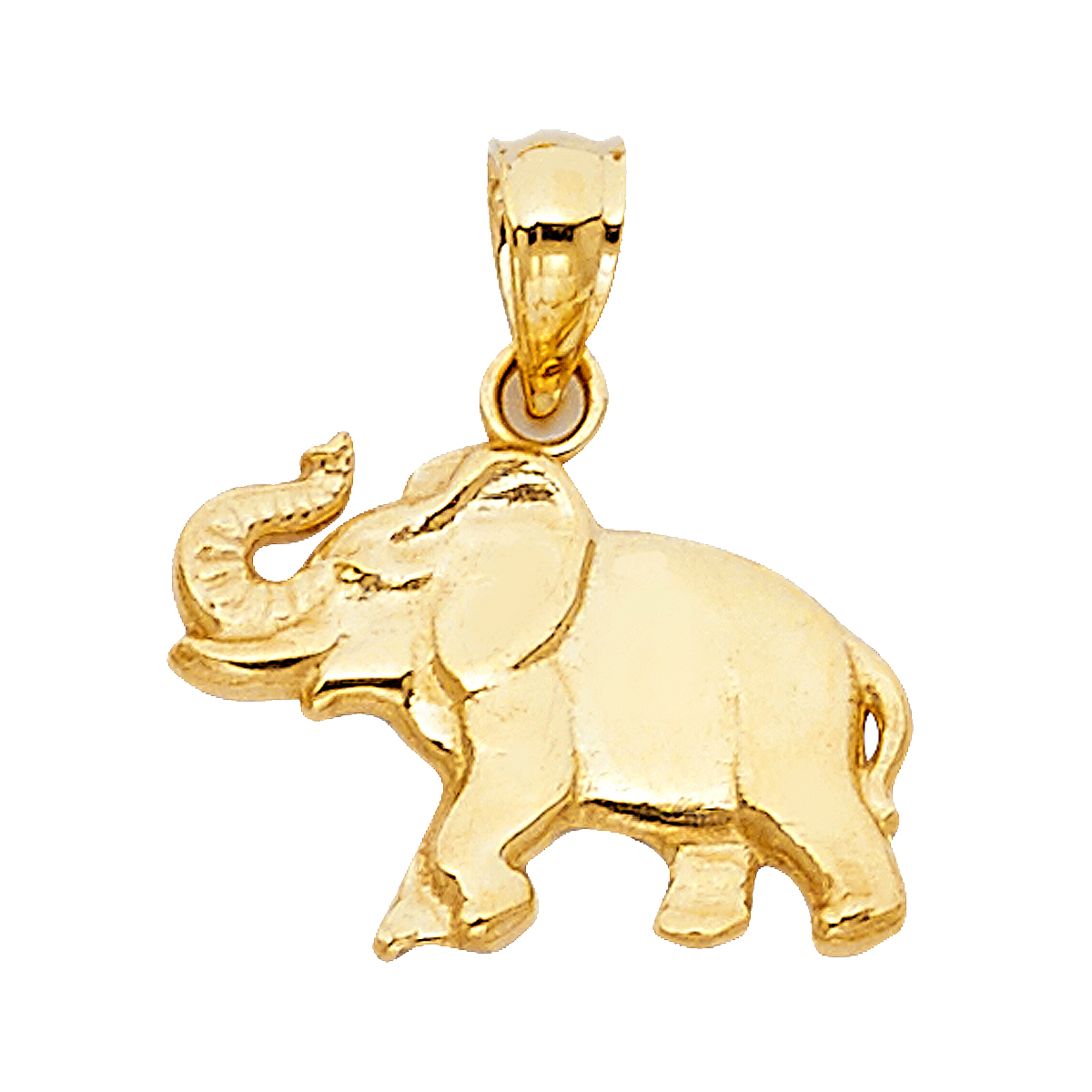 14K Yellow Gold Elephant Pendant - 11mm x 16mm