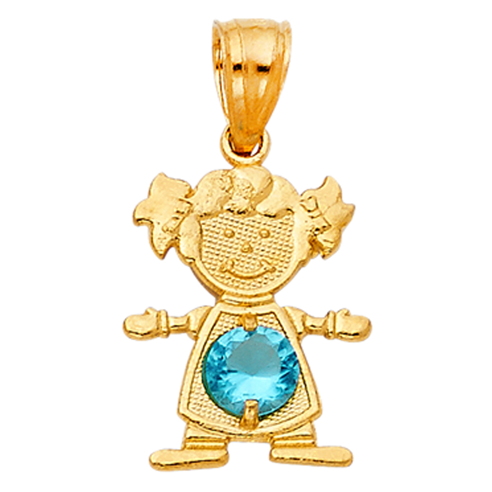 14K Yellow Gold Birthstone Cubic zirconia Girl Pendant - December