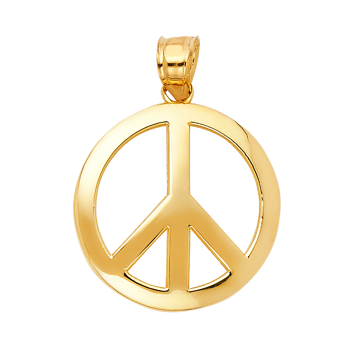 14K Yellow Gold Peace Sign Pendant - 20 mm 20 mm