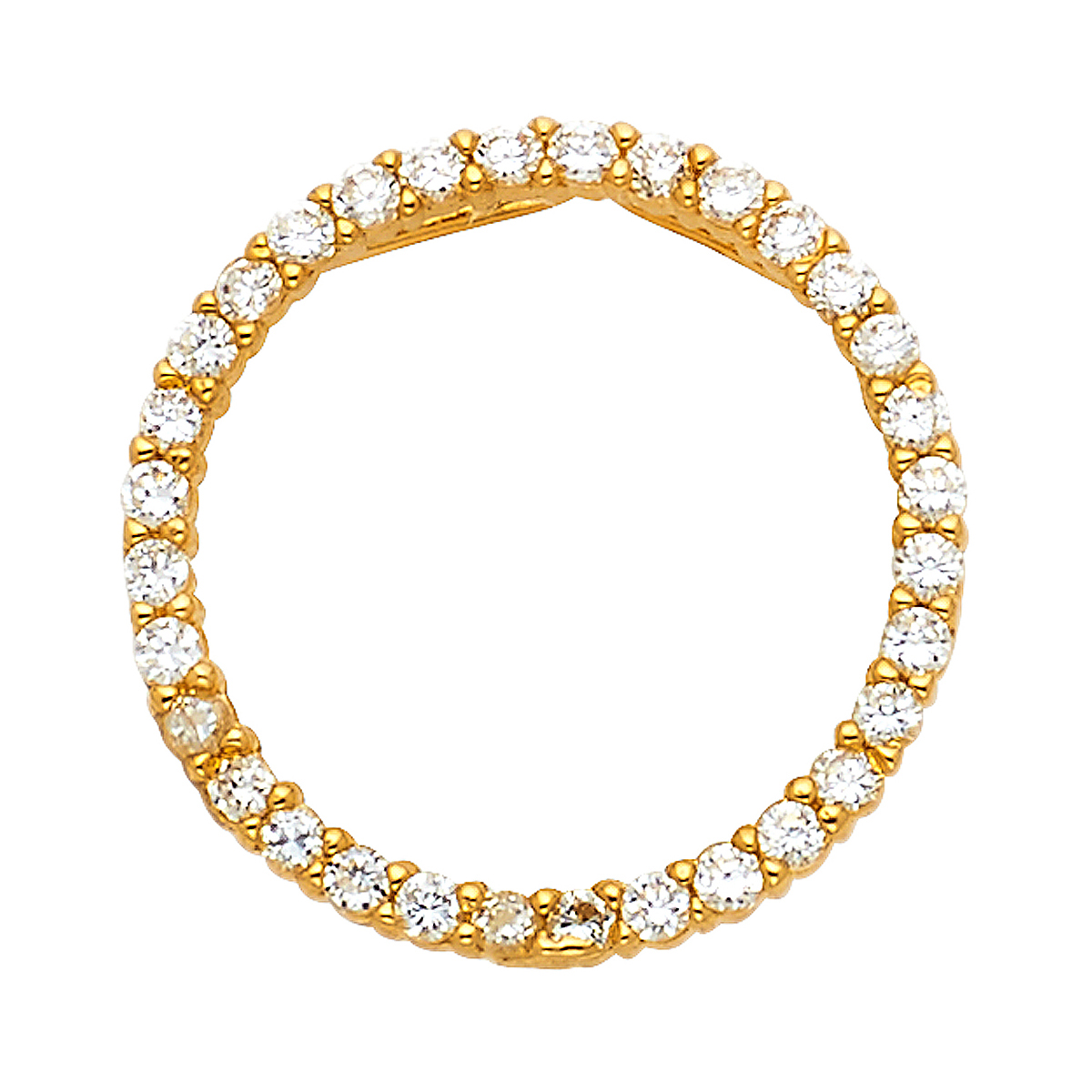 14K Yellow Gold Journey Circle of Life Cubic Zirconia Pendant - 18 mm X 18 mm