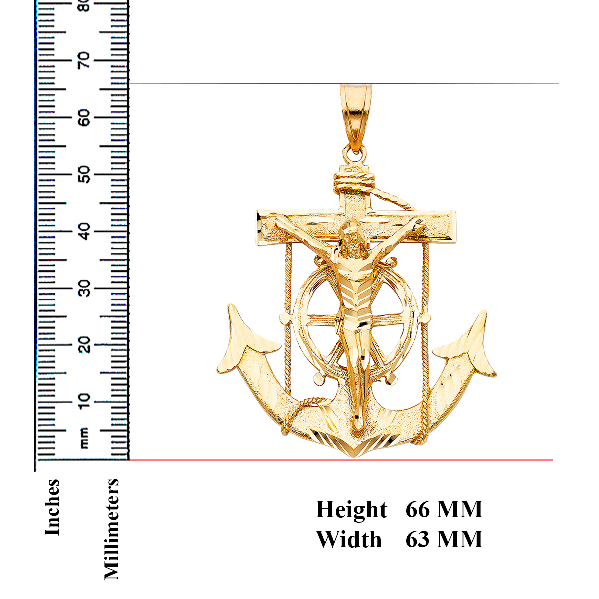 14K  Yellow Gold Mariner Crucufix Pendant