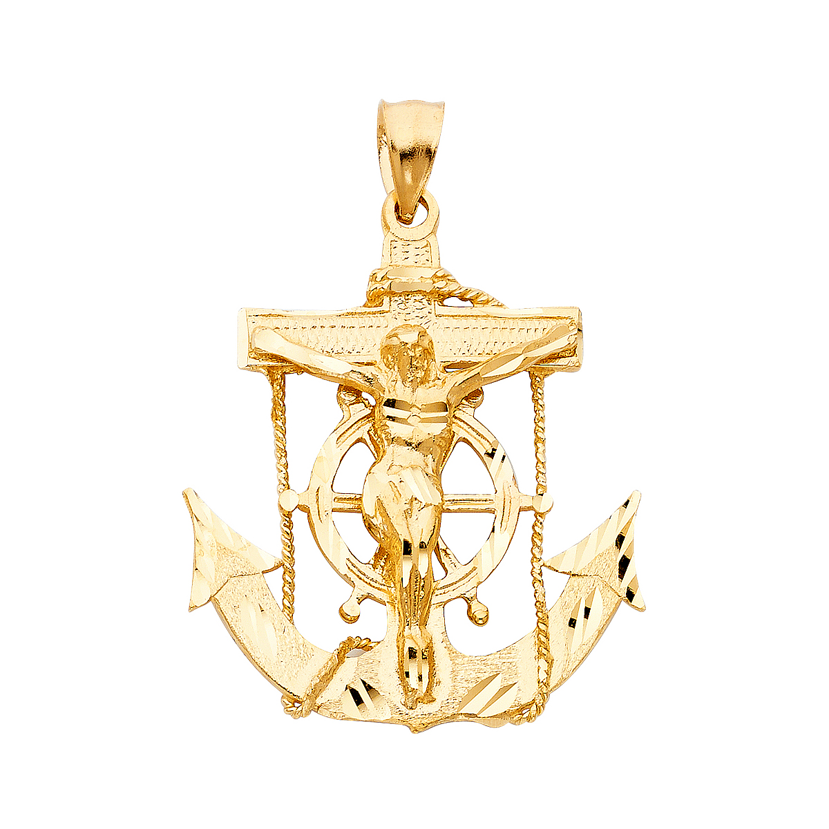14K  Yellow Gold Mariner Crucufix Pendant