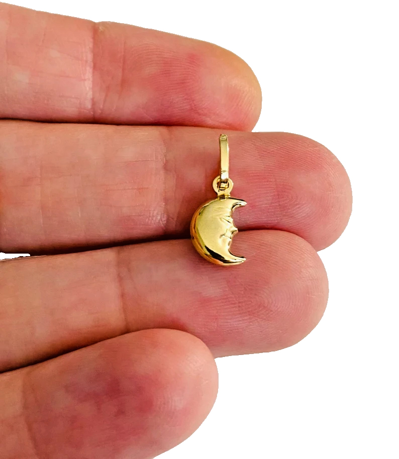 14K Yellow Gold Hollow Moon Pendant
