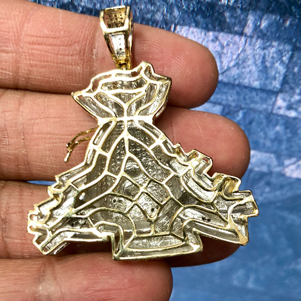 Roll of Money Pendant, 10k Yellow Gold Diamond Roll Of Money Pendant 2 Mens 100 Dollar Charm 1