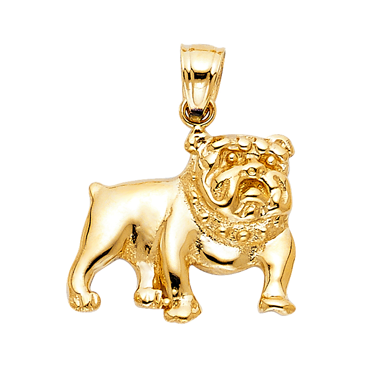 14K Yellow Gold Bulldog Pendant - 15mm x 19mm