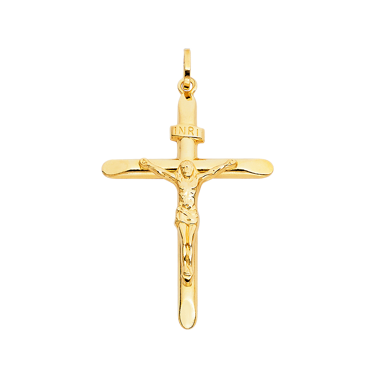 14K Yellow Gold Religious Crucifix Pendant- 43 mm X 31 mm