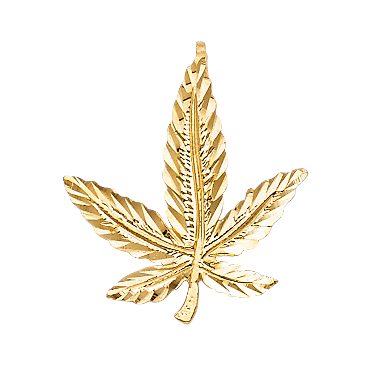 14K Yellow Gold Marijuana Leaf Pendant - 20 mm X 19 mm